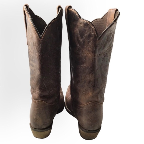 Rawhide Ladies 12” Brown Scalloped Top Western Boots 5151 - Picture 5 of 13